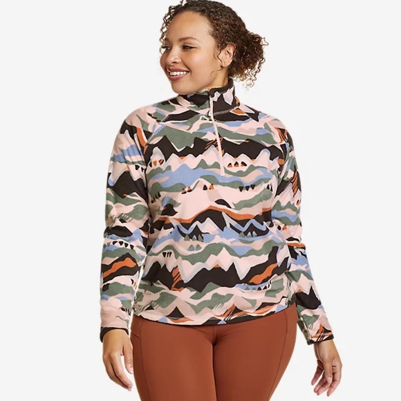 Eddie Bauer Women's Quest Fleece Quarter-Zip Sweater - Printed - Mountains - Picture 1 of 7